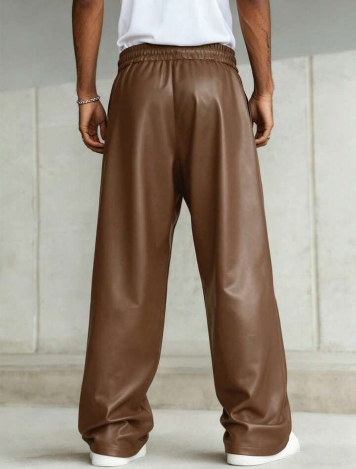 Men's PU Leather Trousers Pants, Baggy Trousers